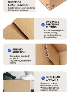 Detailed features of durable kraft paper shipping box including reinforced edges and glue