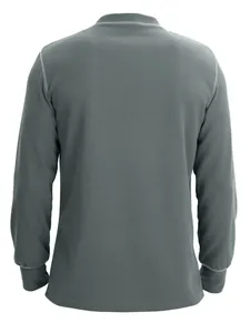 Back view of men's grey waffle knit long sleeve crew neck slim fit T-shirt top