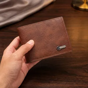 Heren Bifold Portemonnee PU-Leer Zakelijk Casual Kaarthouder Lychee Patroon Zak Portemonnee Kleine Portemonnee Cadeau Voor Heren