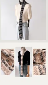 Slanke geometrische gebreide sjaal voor herfst en winter, warme nekwarmer voor dames