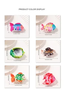 Detailed measurements for colorful fish-shaped acetate hair claw clips for women