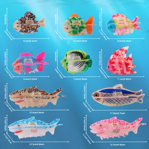 Colorful ocean animal tropical fish and shark shaped hair claw clips with size measurements