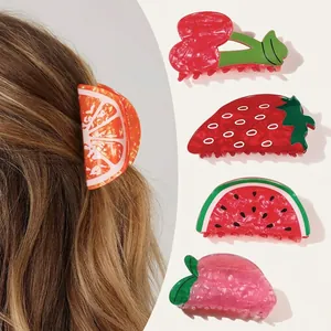 Lindas Pinzas para el Cabello de la Serie de Frutas Dulce Fresa Cereza Sandía Diseño Ins Estilo Grandes Pinzas para el Cabello para Mujeres Niñas Accesorios para el Cabello