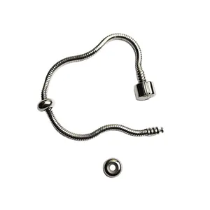 Bracciale Catena a Serpente in Acciaio Inossidabile per Uomo Donna Base Gioielli DIY Chiusura a Bariletto Argento