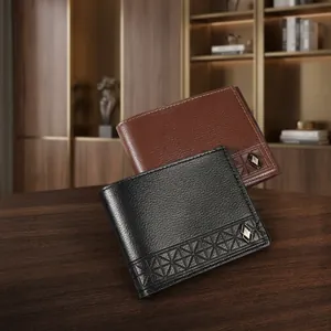 Herren Bifold Brieftasche PU Leder Litschi Muster Geometrische Prägung Kartenfächer Schlank Business Casual Geldbörse