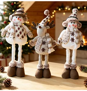 Lot de poupées de Noël extensibles bonhomme de neige et renne pour décor festif