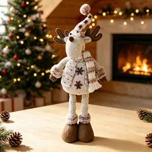 Poupée de renne en peluche debout avec jambes télescopiques Noël
