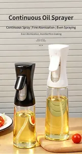 Black and white glass oil sprayer bottles for kitchen cooking and grilling use