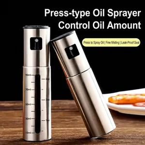 Detail showing stainless steel oil sprayer with scale window for precise cooking