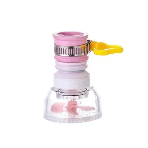 Roze 360° draaibare telescopische keukenkraan-beluchter met Maifan-steenfilter