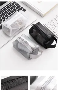 Close-up view of durable nylon mesh texture and smooth zipper detail on storage bags