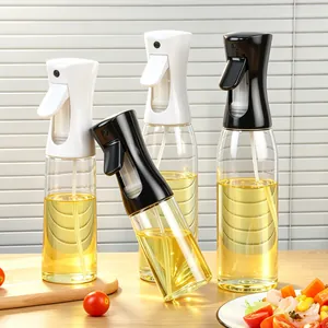 Set of four glass oil sprayers for kitchen cooking, misting olive oil for air fryers.