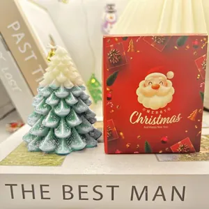 Bougie parfumée en forme de sapin de Noël avec boîte cadeau pour décor de maison