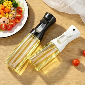 Premium glass oil sprayer set with black and white misters for healthy kitchen cooking and BBQ