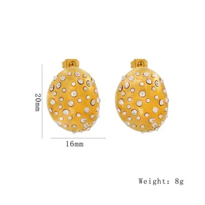 Detailed dimension view of gold-plated teardrop earrings with crystals and pearls