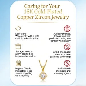 Guide d'entretien détaillé pour collier en cuivre plaqué or 18K avec zircon rond