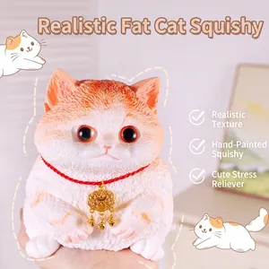 Jouet à presser chat réaliste en silicone souple pour soulager le stress et se détendre