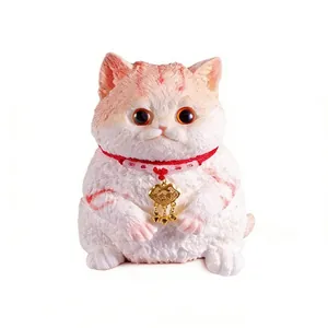 Jouet de décompression chat réaliste en silicone blanc et orange pour cadeau et bureau