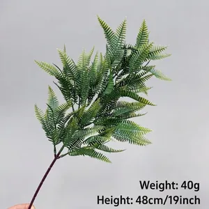 Artificial green fern branch with cedar style 48cm height 40g weight