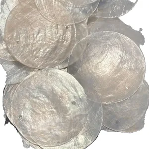 Natural round translucent capiz shells with holes for DIY wind chimes and wedding decor