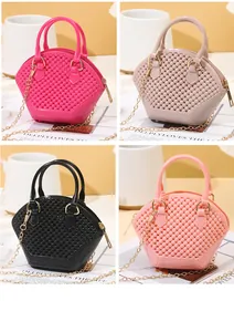 Fashionable multi-color mini beaded shell jelly bags with elegant gold chain straps