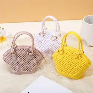 Three colorful mini beaded jelly shell handbags for women in vibrant stylish colors