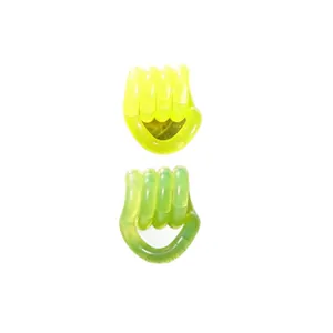 Two pieces of color-changing tangle fidget toys for sensory stress relief in yellow and green.