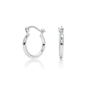 Macro detail of high-polished S925 sterling silver hollow hoop earrings for women