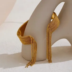 Bracciale Rigido Aperto Con Nappe Acciaio Inossidabile 304 Placcato Oro Ipoallergenico Gioielli Donna