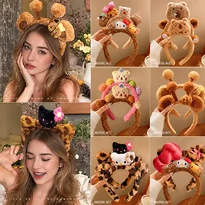 Griglia di collezione di vari cerchietti in peluche con orecchie di animali per bambine
