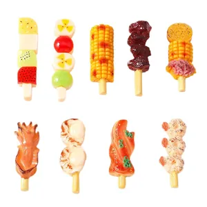Colorful miniature resin simulation food skewers for DIY crafts and phone case decor.