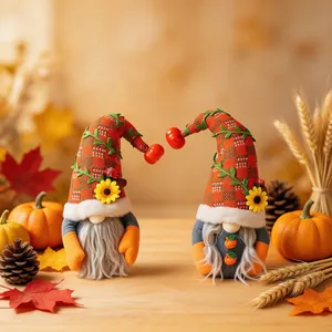 Lot de 2 gnomes en peluche pour la fête des moissons avec tournesols et citrouilles
