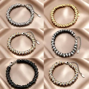 Bracelet En Acier Inoxydable Chaîne Tissée Torsadée Réglable Bijoux De Mode Hip Hop Pour Femmes Hommes Minimaliste