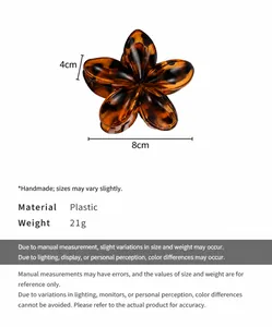 Details zur Haarklammer in Schildpatt-Blumenform, 8 cm lang, Material aus Kunststoff