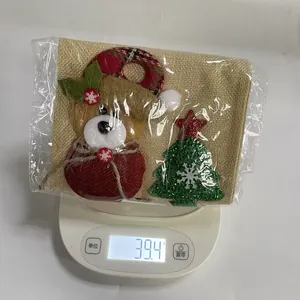 Leichter Weihnachts-Jutesack für Weinflaschen, wiegt 39,4 g in der Verpackung