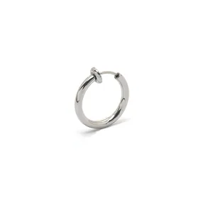 Polished stainless steel spring hoop ear clip for non-pierced ears on white background