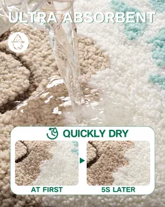 Primer plano que muestra la absorción de agua y textura suave de la alfombra