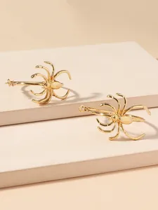 Detaillierte Ansicht der goldenen Spinnenohrringe im Punk-Stil für Gothic-Mode