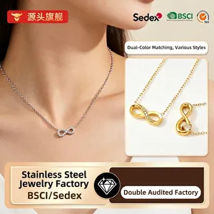 Stainless Steel Infinity Necklace With Zirconia Pendant Gold Silver Plated Elegant Clavicle Chain Jewelry Gift For Women