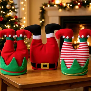 Kreative Weihnachts Elfenbein Mütze Lustige Weihnachtsmann Hose Bein Hut Gestreifte Elfenbeine Dekorative Mütze Für Feiertags Party