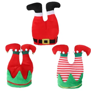 Festliche Weihnachts-Hosenbein-Hüte mit Weihnachtsmann-Gürtel und gestreiften Elf-Designs