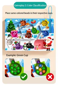 Magnetic color sorting maze board toy with Christmas theme for educational toddlers