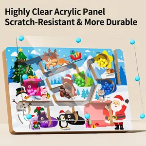 Christmas themed wooden magnetic bead maze puzzle toy for kids color learning and sorting
