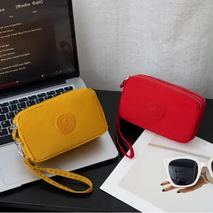 Water Resistant Nylon Mobile Phone Bag Mini Handbag With Multiple Zipper Layers And Detachable Wrist Strap Casual Wallet