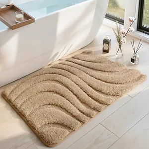 Gestreifte Badezimmer-Fußmatte Saugfähige Rutschfeste Beflockte Plüsch-Schnelltrocknende Innentürmatte Für Den Hauseingang