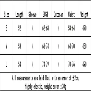 Size chart for women's two-piece knitted sweater set showing S M L dimensions in cm