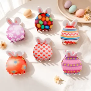 Ostern Hasenohren Haarklammer PVC Süß Blumen Herz Muster Haargreifer Barrette Für Damen Mädchen Feiertag Haarschmuck
