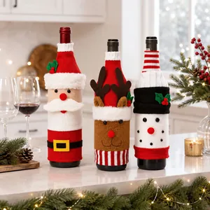 Weihnachten Weinflaschenhülle Strick Stoff Weihnachtsmann Schneemann Rentier Dekoration Für Esstisch Party Deko Geschenk