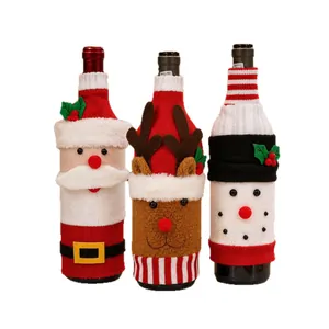 3er-Set gestrickte Weihnachts-Weinflaschenhüllen mit Weihnachtsmann Rentier und Schneemann