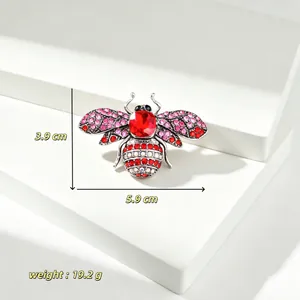 Detailed red bee brooch showing 5.9cm x 3.9cm size and 19.2g weight parameters